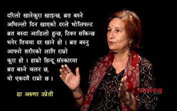 डा अरुणा उप्रेतीलाई प्रश्नः तिजमा कस्ता महिलाले ब्रत बस्नु हुँदैन? ब्रत बस्दा के फाइदा हुन्छ? [भिडियो]